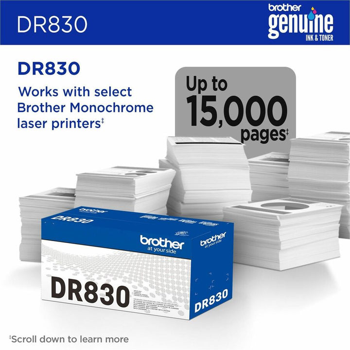 Image of Brother DR830 Drum Unit, Laser Print Technology, 15000 Pages, Black, 1 Each