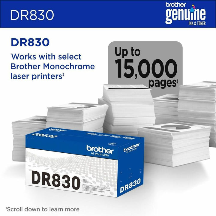 Image of Brother DR830 Drum Unit, Laser Print Technology, 15000 Pages, Black, 1 Each