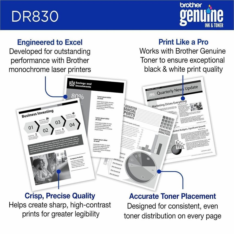 Image of Brother DR830 Drum Unit, Laser Print Technology, 15000 Pages, Black, 1 Each