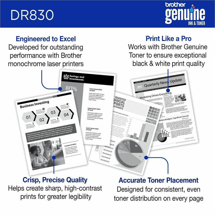 Image of Brother DR830 Drum Unit, Laser Print Technology, 15000 Pages, Black, 1 Each