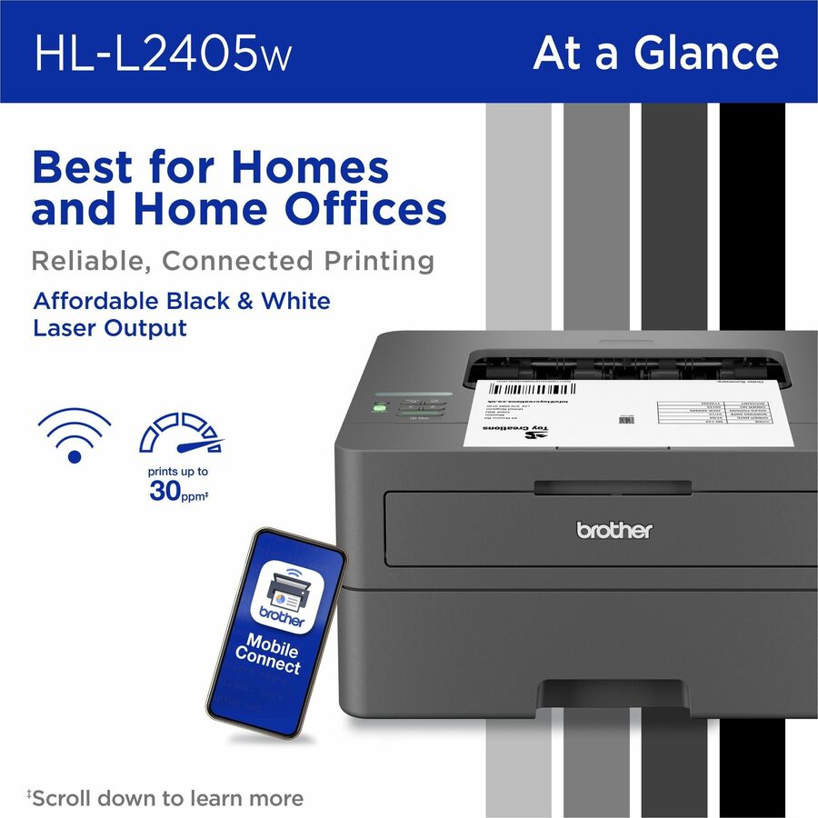 Image of Brother Wireless HL-L2405W Compact Monochrome Laser Printer