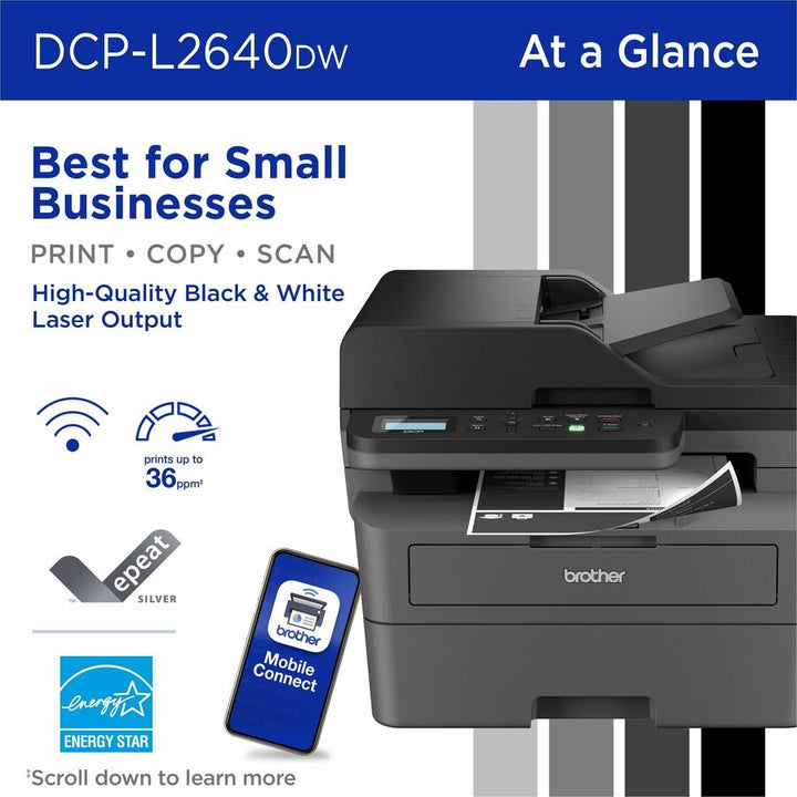 Image of Brother Wireless DCP-L2640DW Compact Monochrome Multi-Function Laser Printer