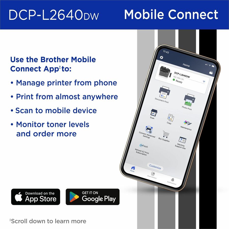 Image of Brother Wireless DCP-L2640DW Compact Monochrome Multi-Function Laser Printer