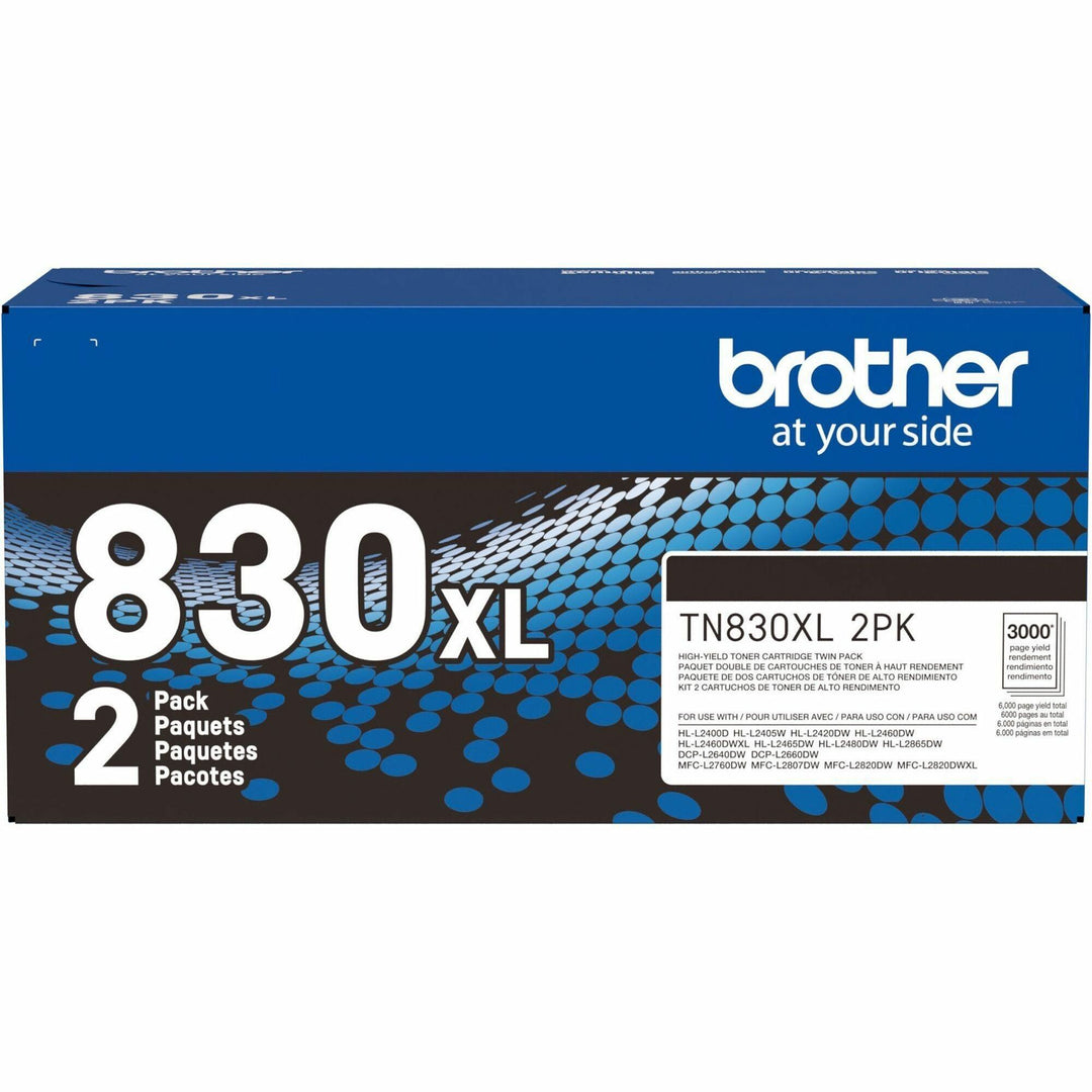 Image of Brother TN830XL2PK TN830XL 2PK High Yield Black Toner Cartridge Twin-Pack, 3000, 2 / Pack
