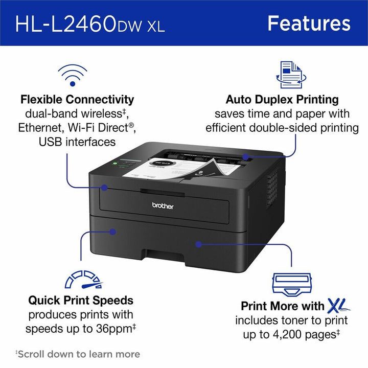 Image of Brother HL-L2460DWXL Mono Laser A4 Printer