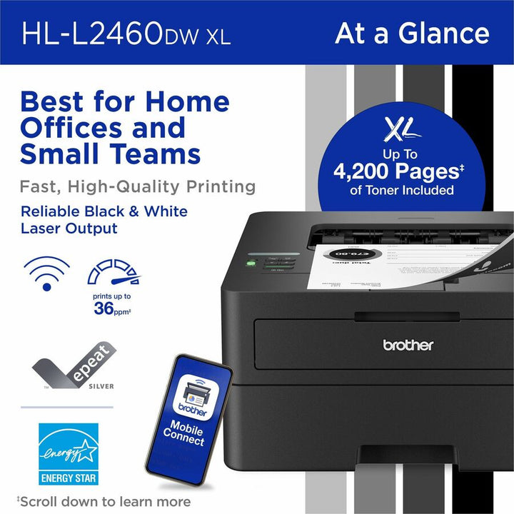 Image of Brother HL-L2460DWXL Mono Laser A4 Printer