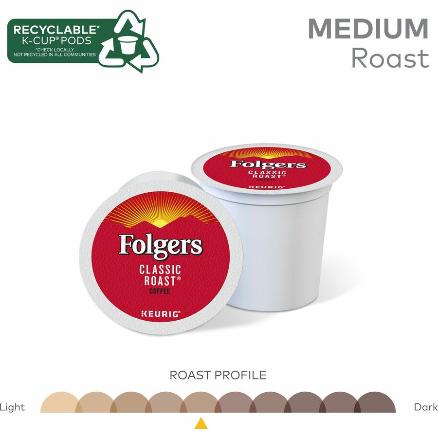 Image of Folger 7456 Classic Roast Coffee, Compatible with Keurig K-Cup Brewer, American, Medium, 24 K-Cup, K-Cup, Classic Roast, Kosher, 24 / Box