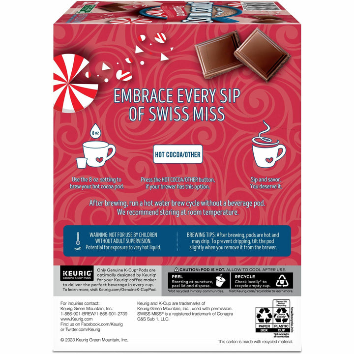 Image of Swiss Miss® 8526 K-Cup Peppermint Hot Cocoa, Hot Cocoa, Peppermint, 22 / Box