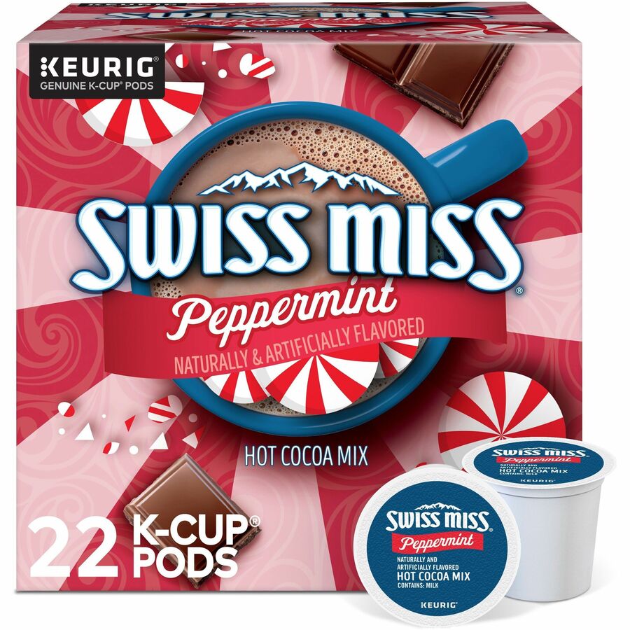 Image of Swiss Miss® 8526 K-Cup Peppermint Hot Cocoa, Hot Cocoa, Peppermint, 22 / Box