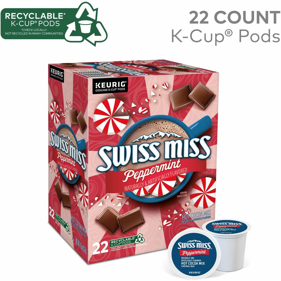 Image of Swiss Miss® 8526 K-Cup Peppermint Hot Cocoa, Hot Cocoa, Peppermint, 22 / Box