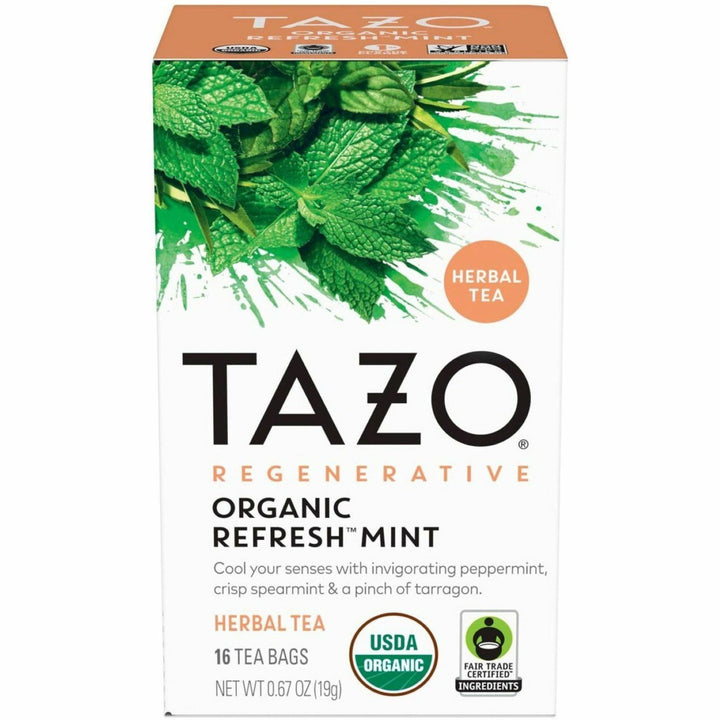 Image of Tazo 00350 Regenerative Organic Refresh Mint, Caffeine-free, 16/Box, 16 / Box