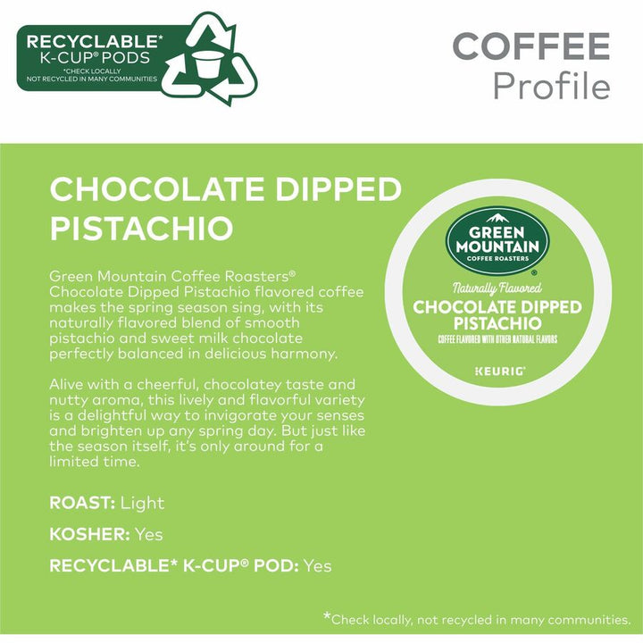 Image of Green Mountain Coffee Roasters® 0158 Coffee, Compatible with Keurig Brewer, Smooth, K-Cup, Pod, Chocolate Dipped Pistachio, Kosher, 24 / Box
