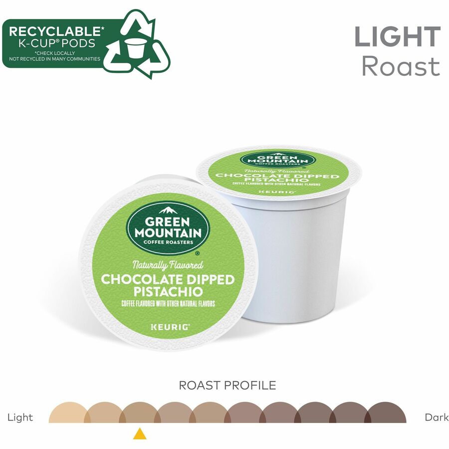 Image of Green Mountain Coffee Roasters® 0158 Coffee, Compatible with Keurig Brewer, Smooth, K-Cup, Pod, Chocolate Dipped Pistachio, Kosher, 24 / Box