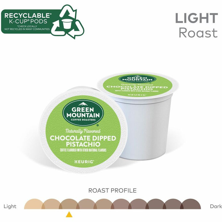 Image of Green Mountain Coffee Roasters® 0158 Coffee, Compatible with Keurig Brewer, Smooth, K-Cup, Pod, Chocolate Dipped Pistachio, Kosher, 24 / Box