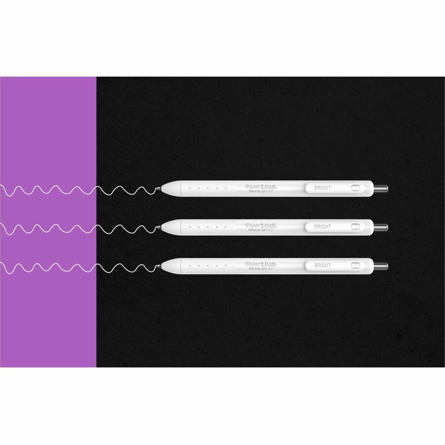Image of Paper Mate® InkJoy Gel Bright Gel Pen, Retractable, Medium 0.7 mm, White Ink, White Barrel, 3/Pack