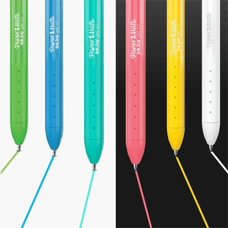 Image of Paper Mate® InkJoy Gel Bright Gel Pen, Retractable, Medium 0.7 mm, White Ink, White Barrel, 3/Pack