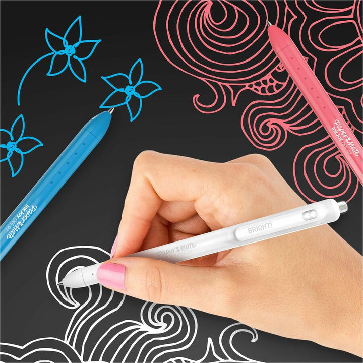 Image of Paper Mate® InkJoy Gel Bright Gel Pen, Retractable, Medium 0.7 mm, White Ink, White Barrel, 3/Pack