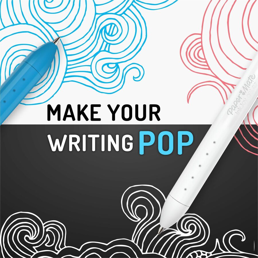 Image of Paper Mate® InkJoy Gel Bright Gel Pen, Retractable, Medium 0.7 mm, White Ink, White Barrel, 3/Pack