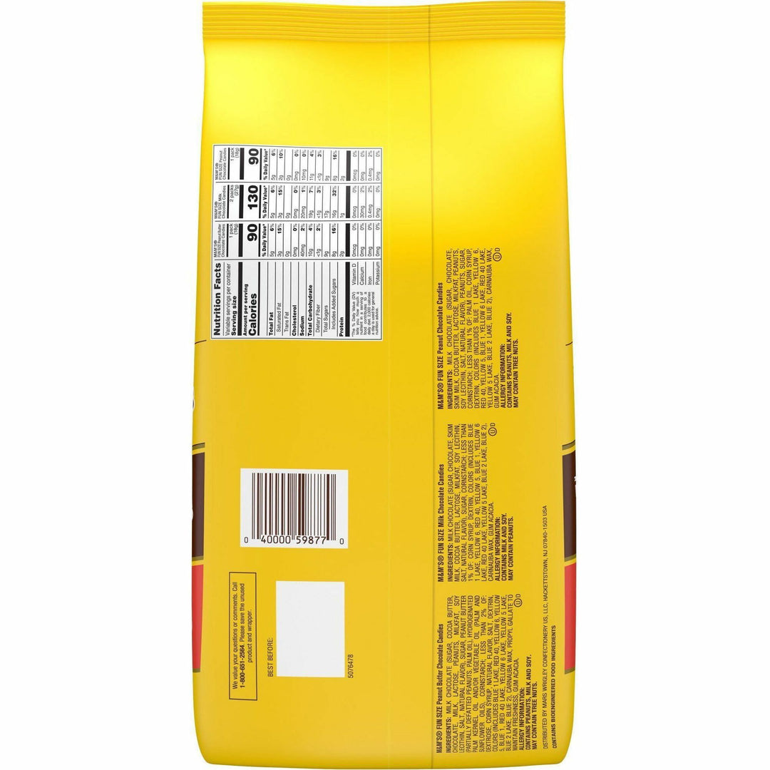 Image of M&M's SN59877 Chocolate Candies Lovers Variety Bag, Milk Chocolate, Peanut Butter, Caramel Pack, 1 Each