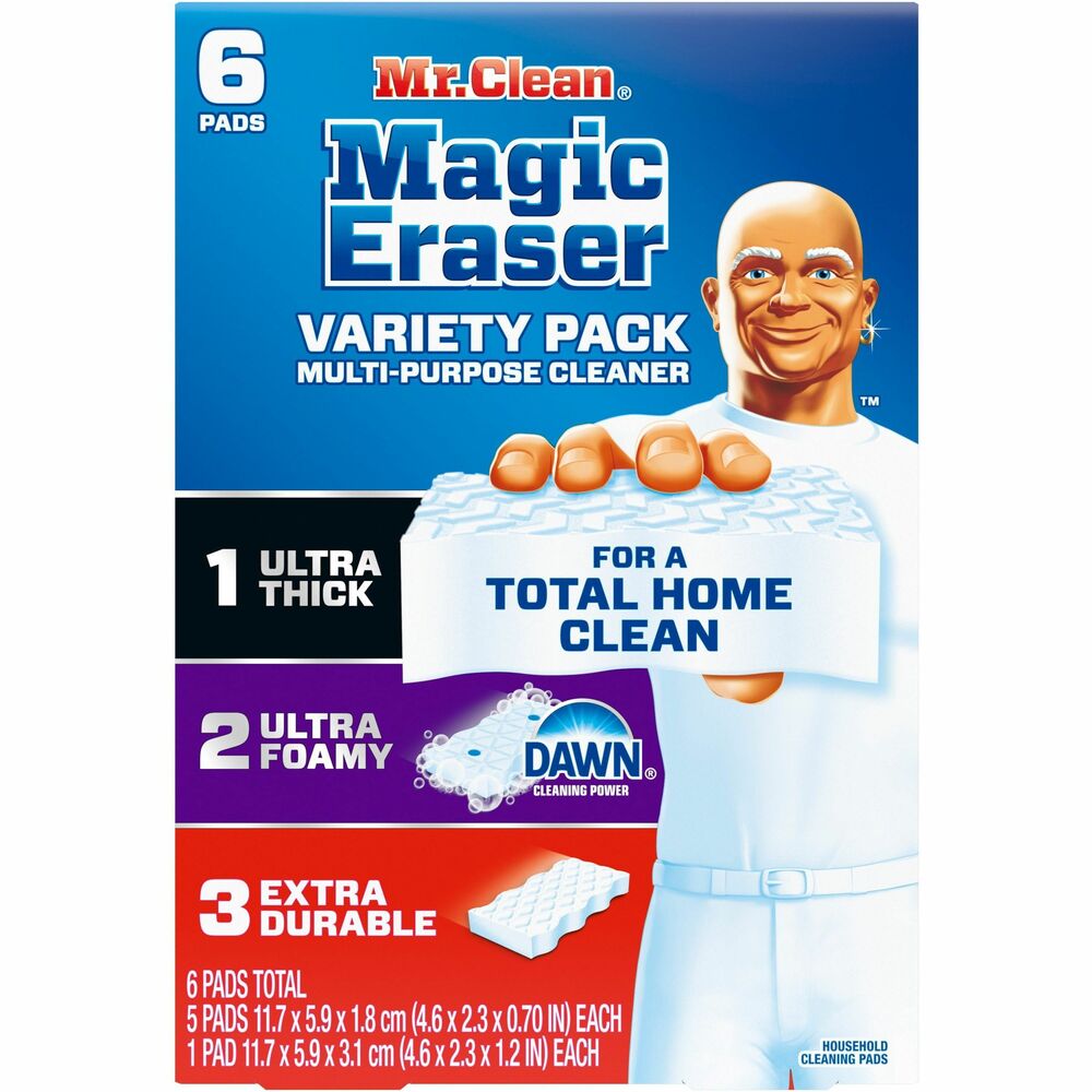 Image of Proctor & Gamble Magic Erasers,Mr. Clean,Sponges,Variety Pack,6/BX