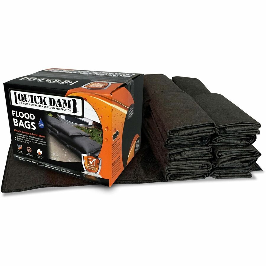 Image of Absorbent Specialty Products Flood Bags,4-Gal Capacity,3-1/2 Expansion,12"x24",20/CT,BK