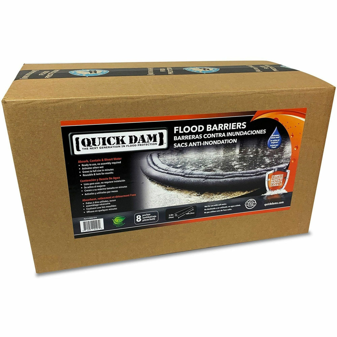 Image of Absorbent Specialty Products Flood Barriers,8 Gallon/64 lb Cap,10'Lx3.5"H,8/CT,Black