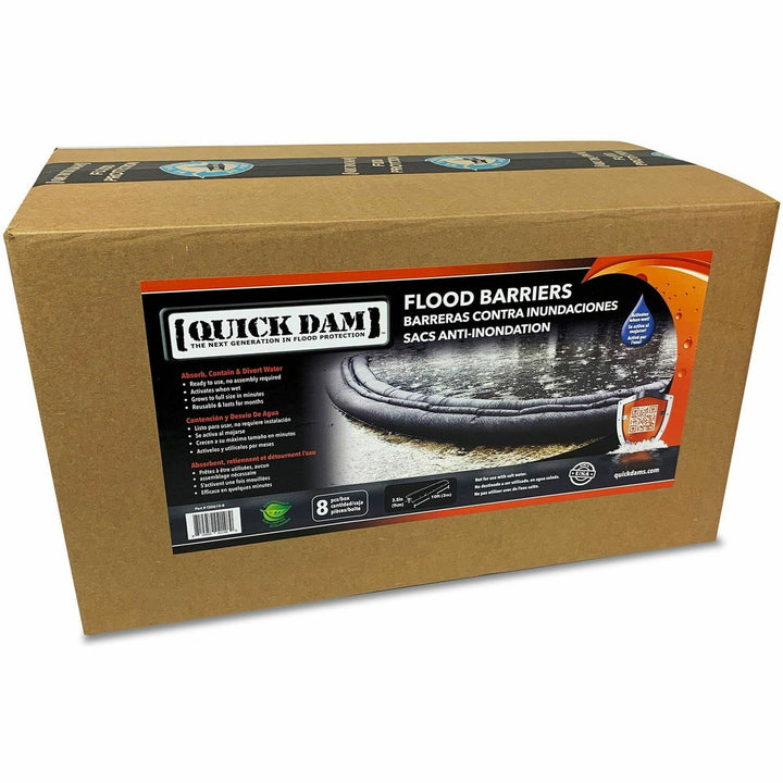 Image of Absorbent Specialty Products Flood Barriers,8 Gallon/64 lb Cap,10'Lx3.5"H,8/CT,Black