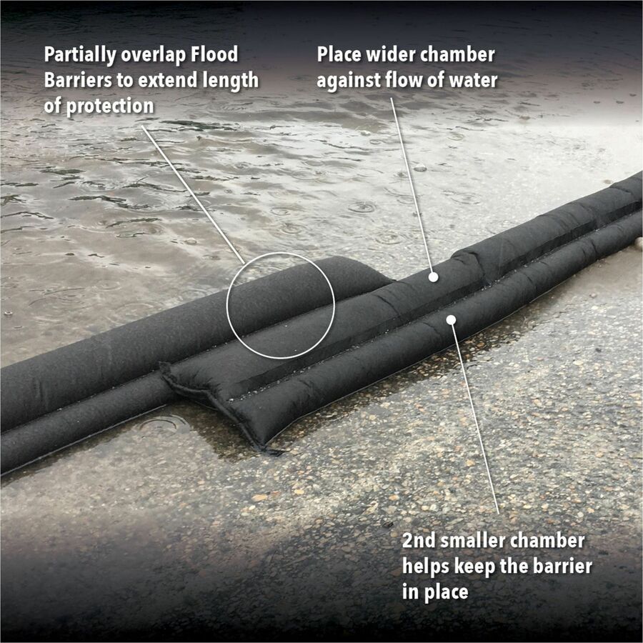 Image of Absorbent Specialty Products Flood Barriers,14 Gallon/108 lb Cap,17'Lx3.5"H,5/CT,Black