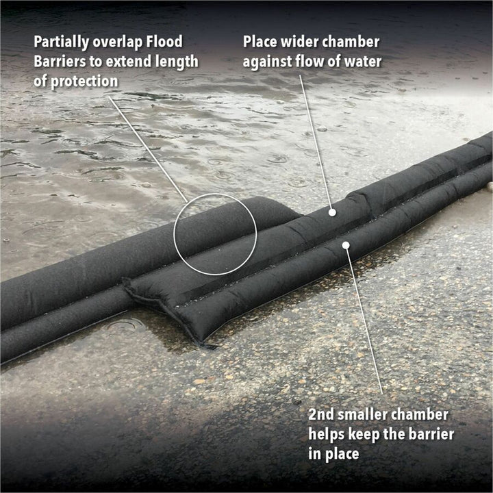 Image of Absorbent Specialty Products Flood Barriers,14 Gallon/108 lb Cap,17'Lx3.5"H,5/CT,Black