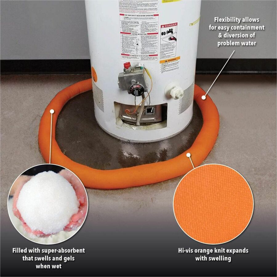 Image of Absorbent Specialty Products Dams,f/Floodwater,Gel Interior,10'Lx2.5"H,12/CT,Orange
