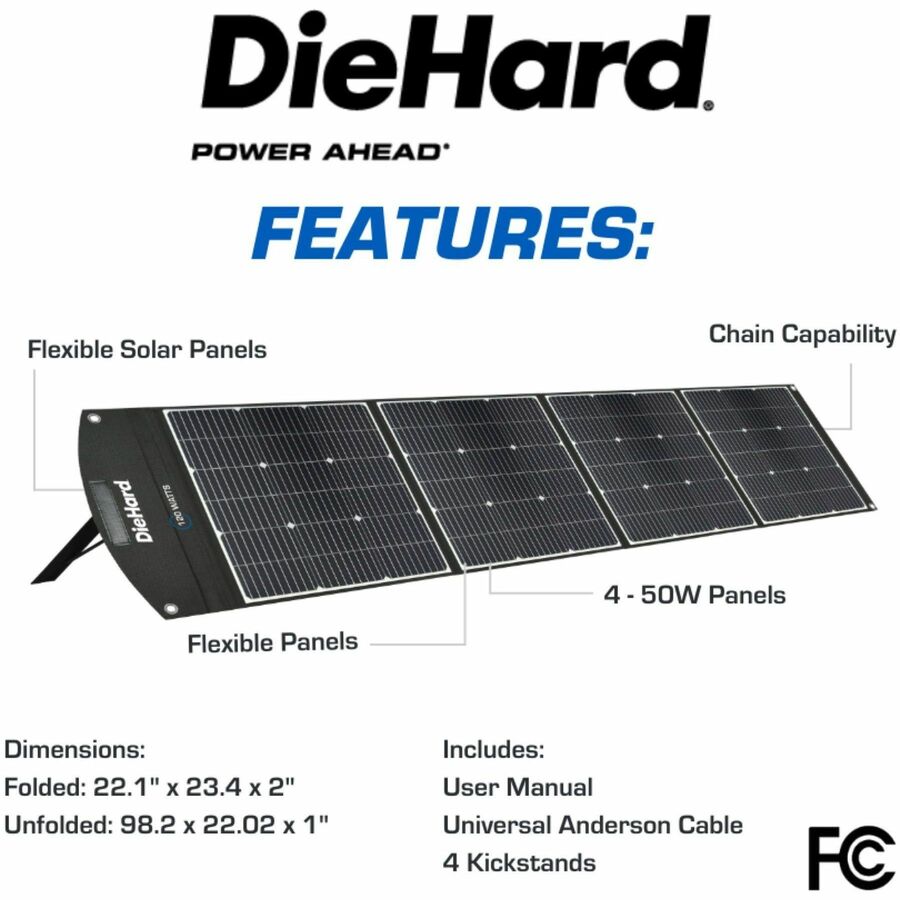 Image of ESM Solar Panel,200 Watt,20Volt,9.8' Cable,31-1/2"x126",Rich BK