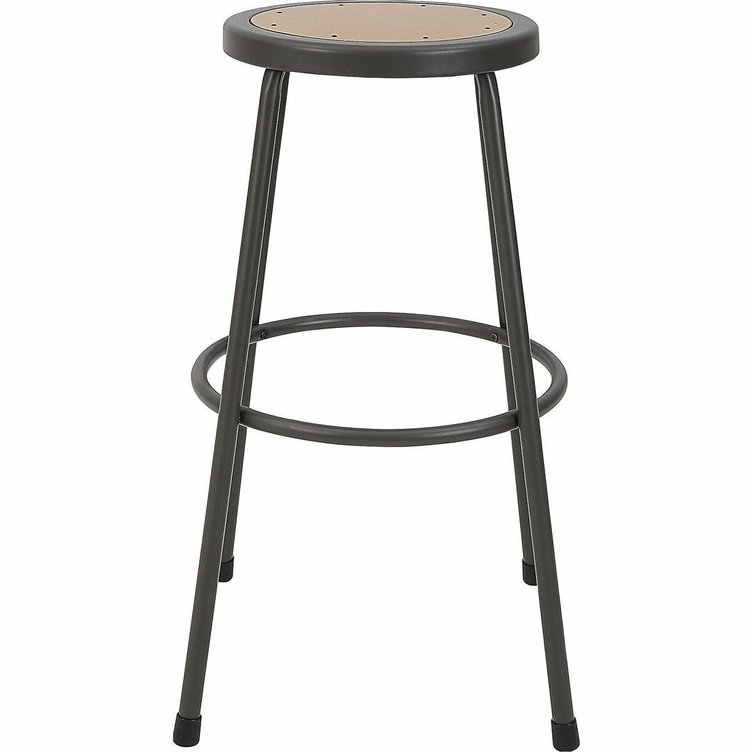 Image of Lorell Stool,No Back,Metal,30"H Wood Seat,Light Gray