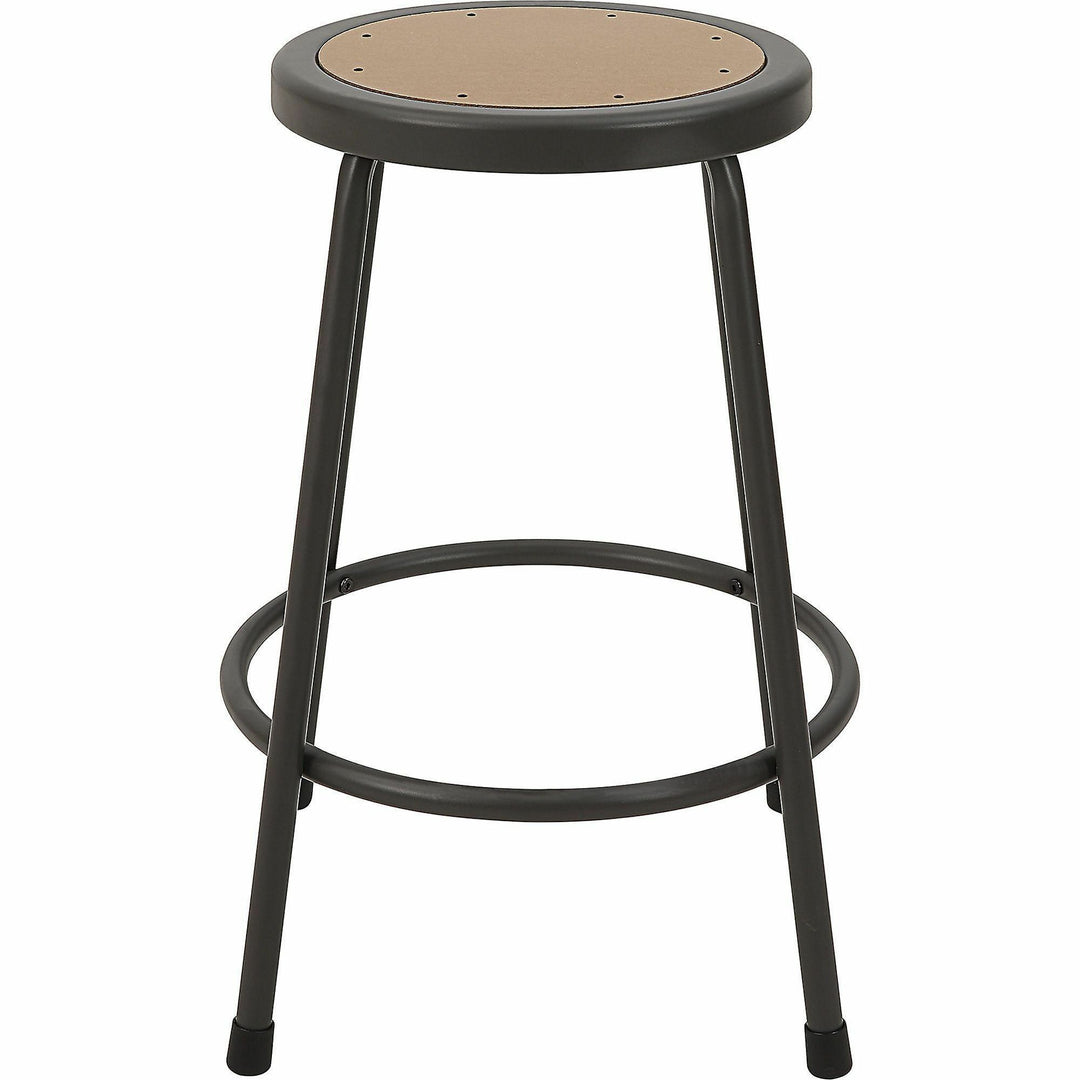 Image of Lorell Stool,No Back,Metal,24"H Wood Seat,Light Gray