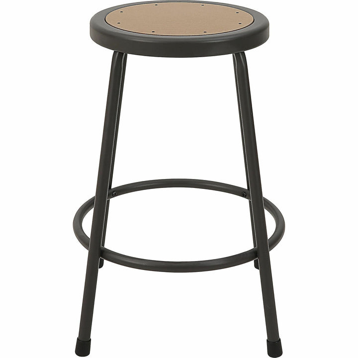 Image of Lorell Stool,No Back,Metal,24"H Wood Seat,Light Gray