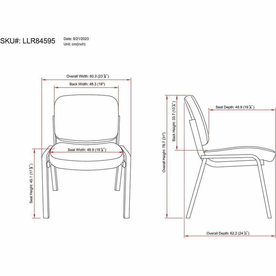 Image of Lorell 84595 Deluxe Guest Seating Deluxe 4-Leg Guest Chair without Arms