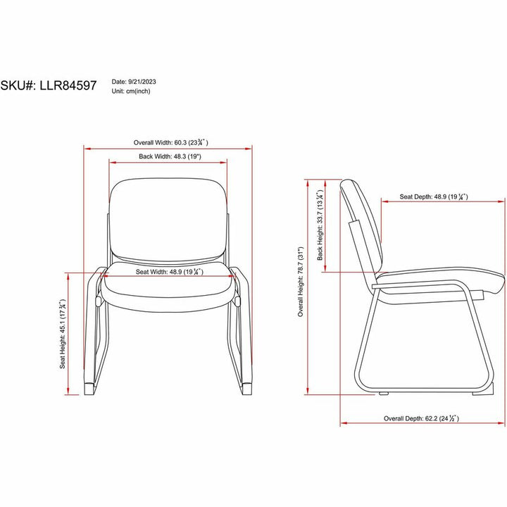 Image of Lorell 84597 Deluxe Guest Seating Standard Guest Chair without Arms