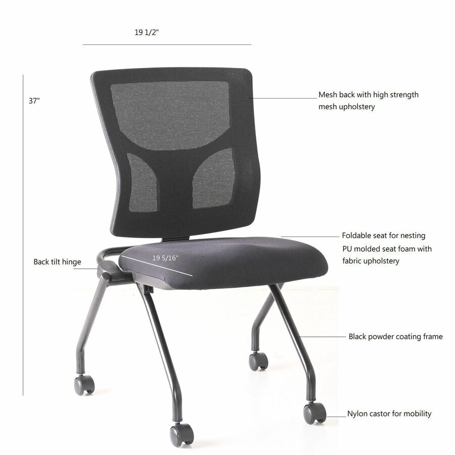 Image of Lorell Chair,Training,Nestable,19-1/2"x19-5/16"x37",2/CT,Black