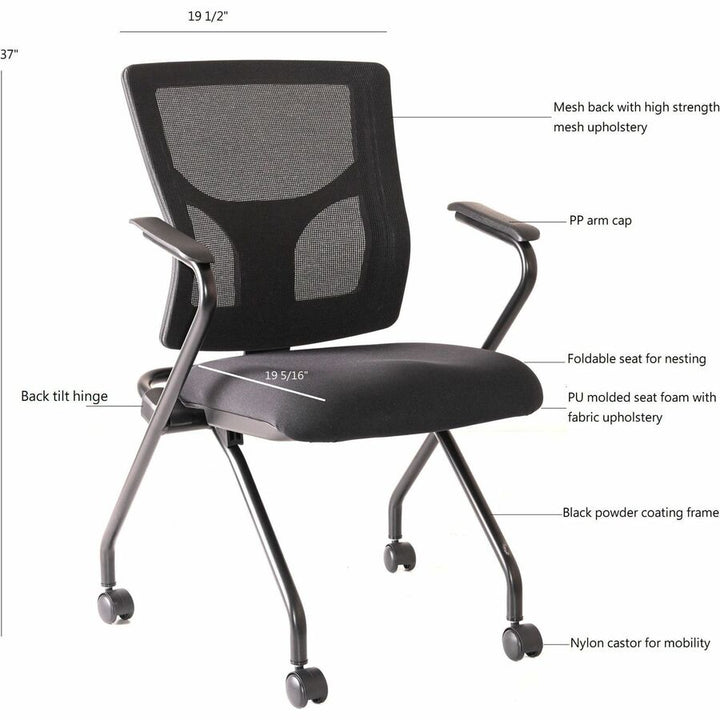 Image of Lorell Chair,w/Arms,Training,Nestable,19-1/2"x19-5/16"x37",2/CT,BK