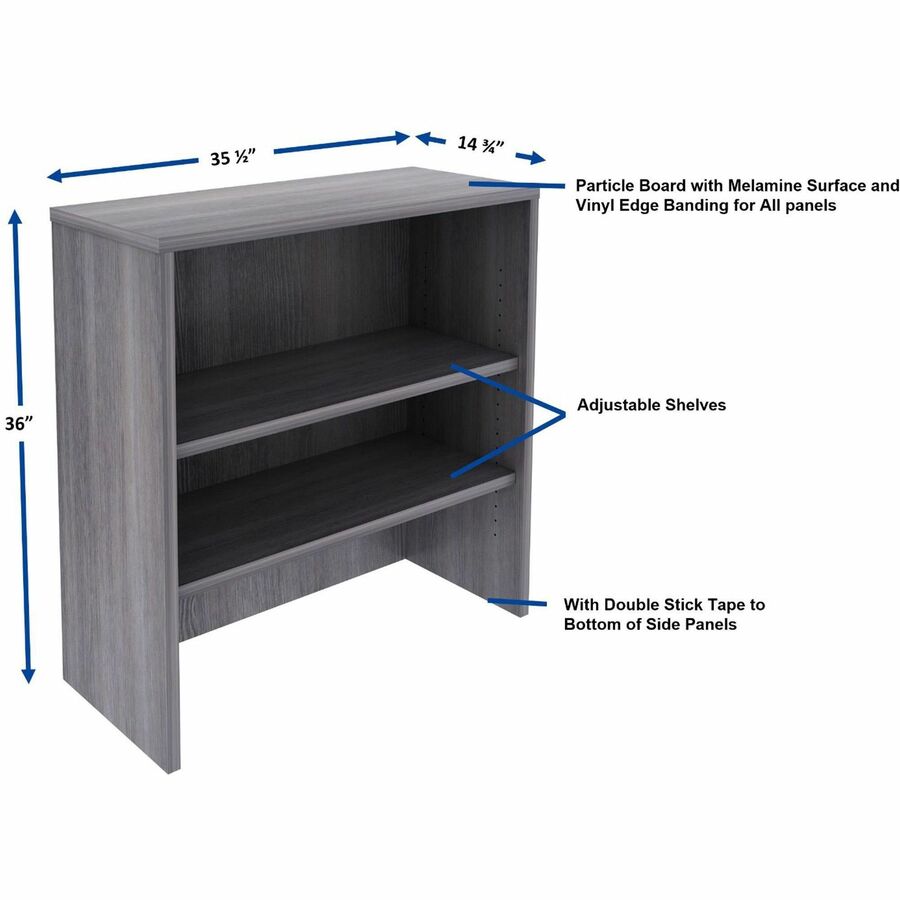 Image of Lorell Bookcase, Stack-on, 36"x15"x36", Weathered Charcoal