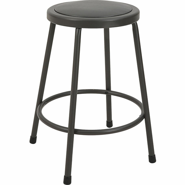 Image of Lorell Stool,No Back,Metal,24"H Padded Vinyl Seat,Light Gray