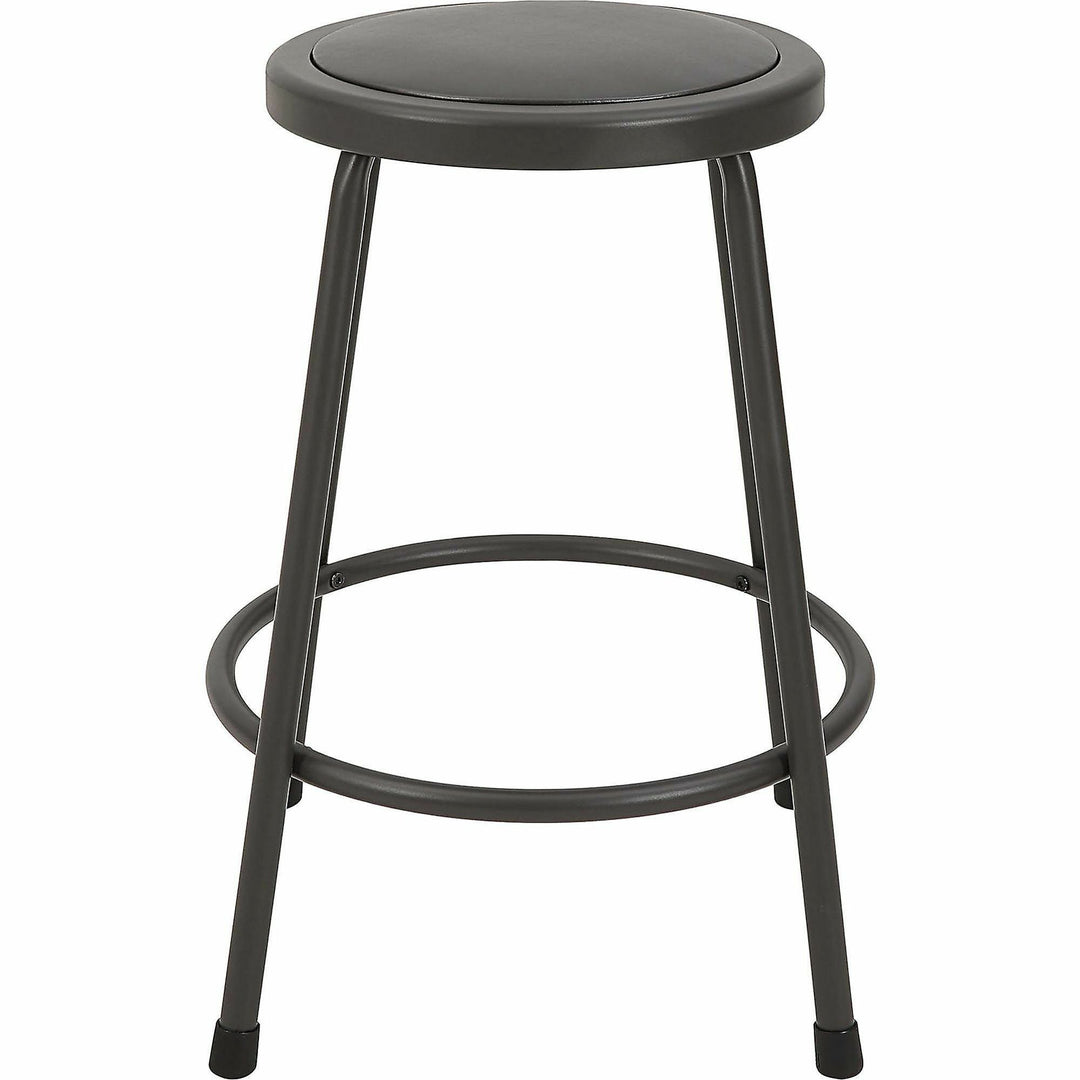Image of Lorell Stool,No Back,Metal,24"H Padded Vinyl Seat,Light Gray