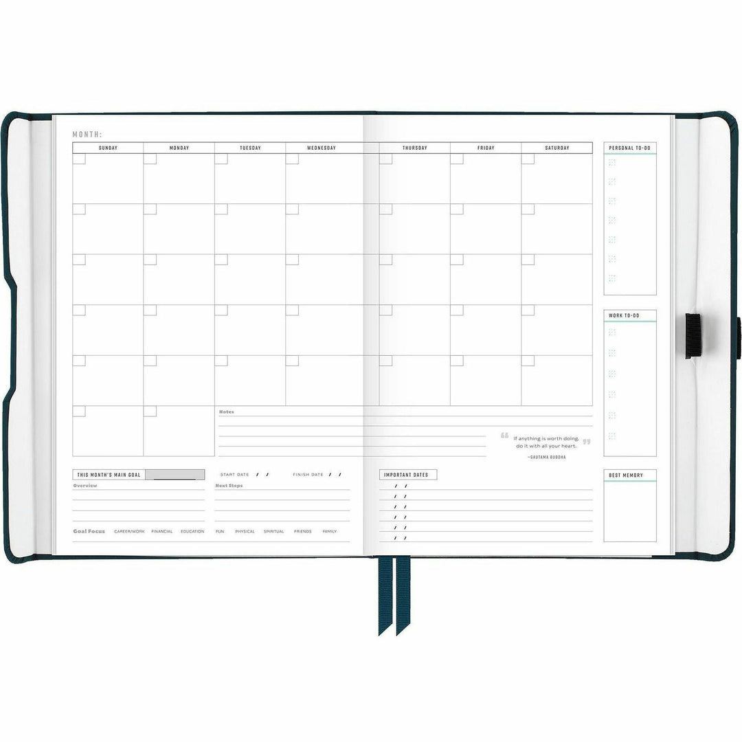 Image of AT-A-GLANCE® Foundation Undated Weekly/Monthly Planner, 8.5" x 6.75", Blue Cover, 12-Month: Undated