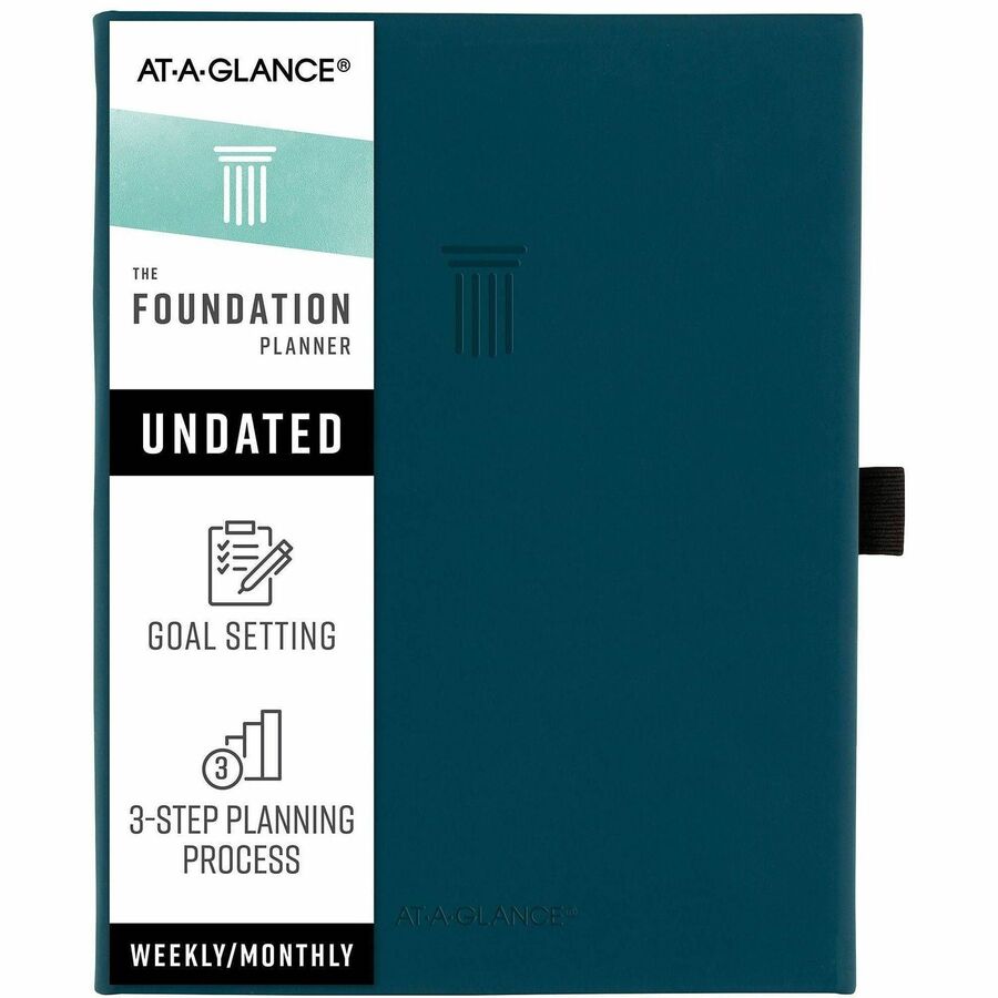 Image of AT-A-GLANCE® Foundation Undated Weekly/Monthly Planner, 8.5" x 6.75", Blue Cover, 12-Month: Undated