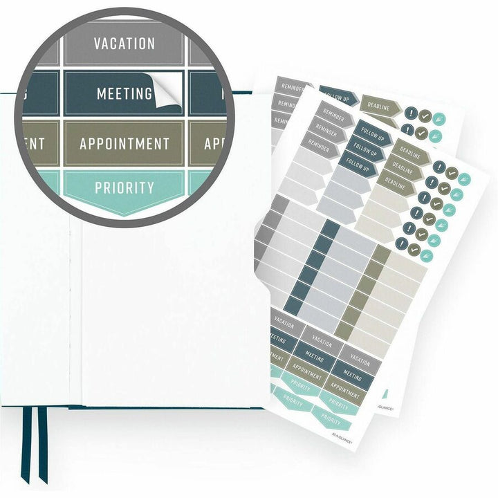 Image of AT-A-GLANCE® Foundation Undated Weekly/Monthly Planner, 8.5" x 6.75", Blue Cover, 12-Month: Undated