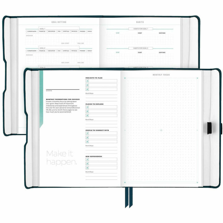 Image of AT-A-GLANCE® Foundation Undated Weekly/Monthly Planner, 8.5" x 6.75", Blue Cover, 12-Month: Undated