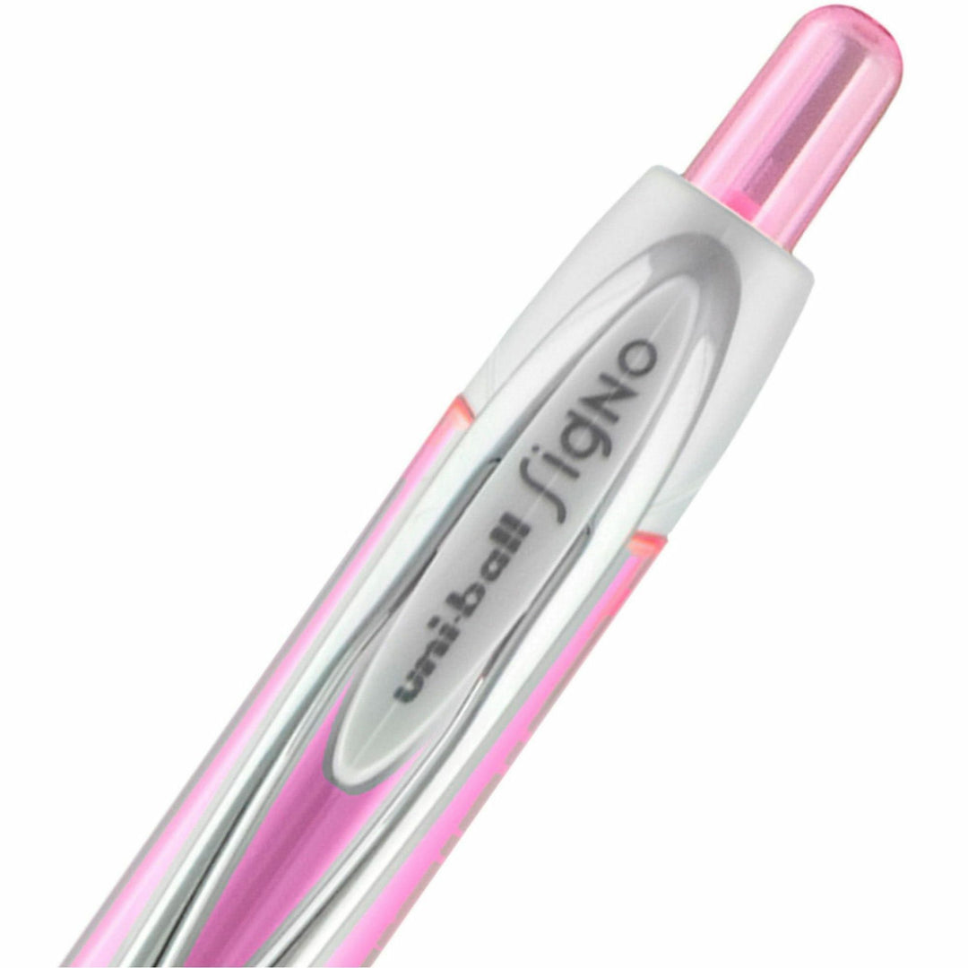 Image of uniball™ 2003896 207 Gel Pens, 0.7 mm Medium Pen Point, Retractable, Black Ink, Pigment-based, Gel-based, Pink Barrel, 36 / Box