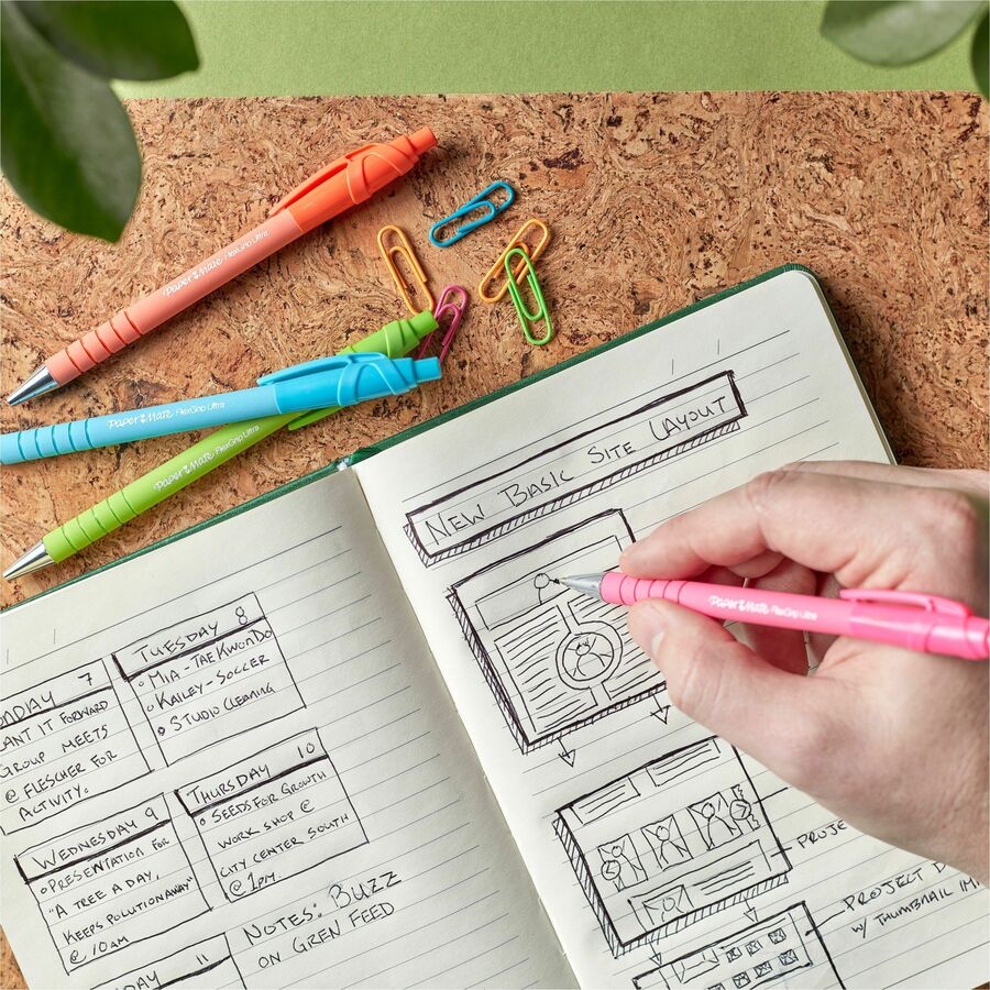 Image of Paper Mate® Pen,Ballpoint,FlexGrip Ulta,RT,1.0mm,4/PK,BK Ink/ASTBarrel