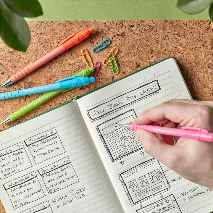 Image of Paper Mate® Pen,Ballpoint,FlexGrip Ulta,RT,1.0mm,4/PK,BK Ink/ASTBarrel