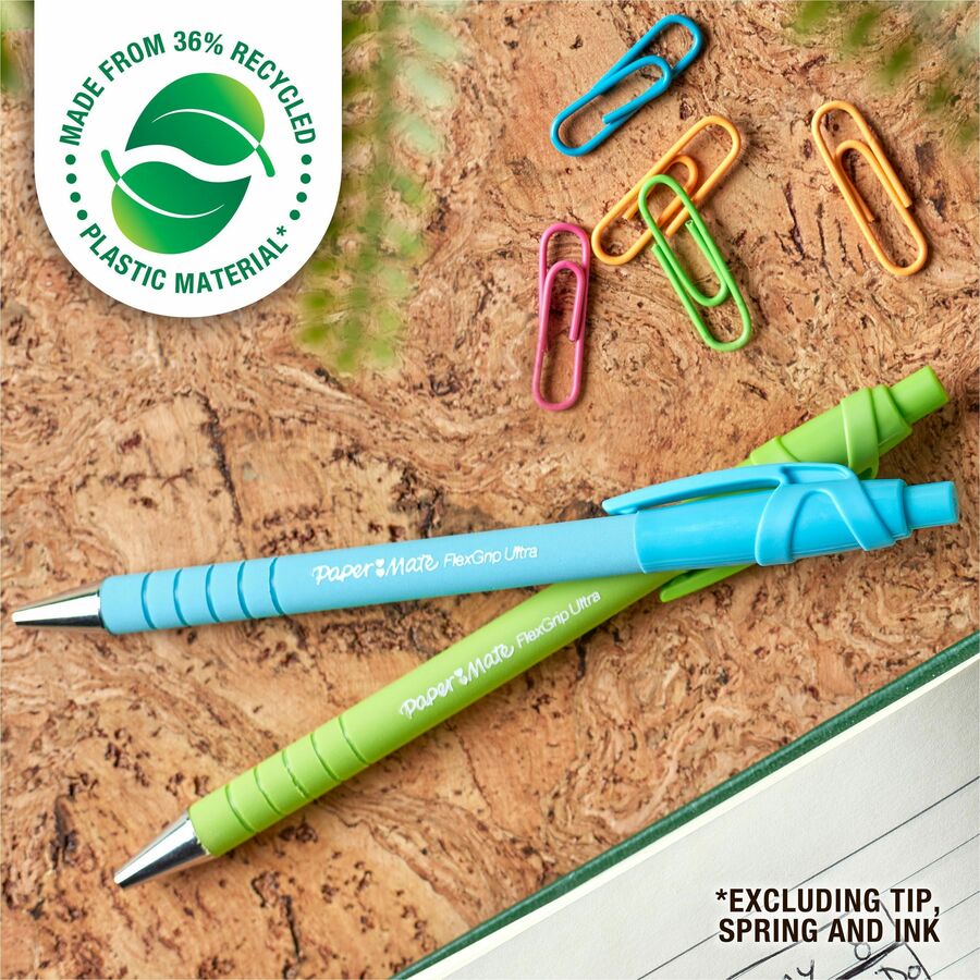Image of Paper Mate® Pen,Ballpoint,FlexGrip Ulta,RT,1.0mm,4/PK,BK Ink/ASTBarrel