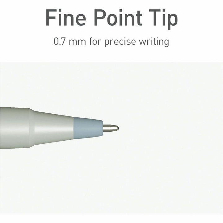 Image of Pentonic PEN13086 Frosted Barrel Ballpoint Pens, 0.7 mm Fine Pen Point, Black Ink, Frost, Gray Barrel, 10 / Box